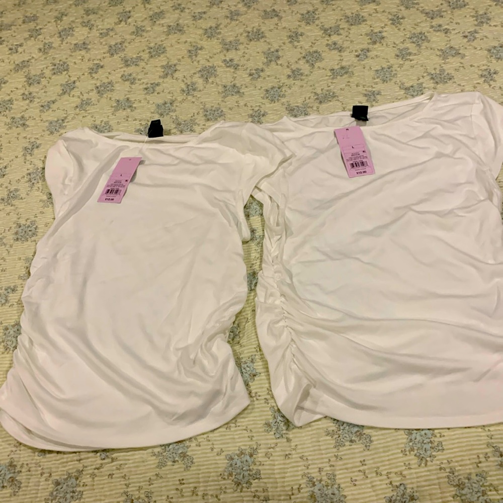 Wild Fable Girl’s Shirts 2-Pk White NEW Size Large cinched sides Super Cute Tops